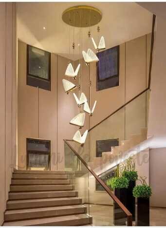 Candelabru LED 108W Butterfly 9 Auriu, LED inclus, 9 surse de iluminare, Lumina: Cald, Natural, Rece